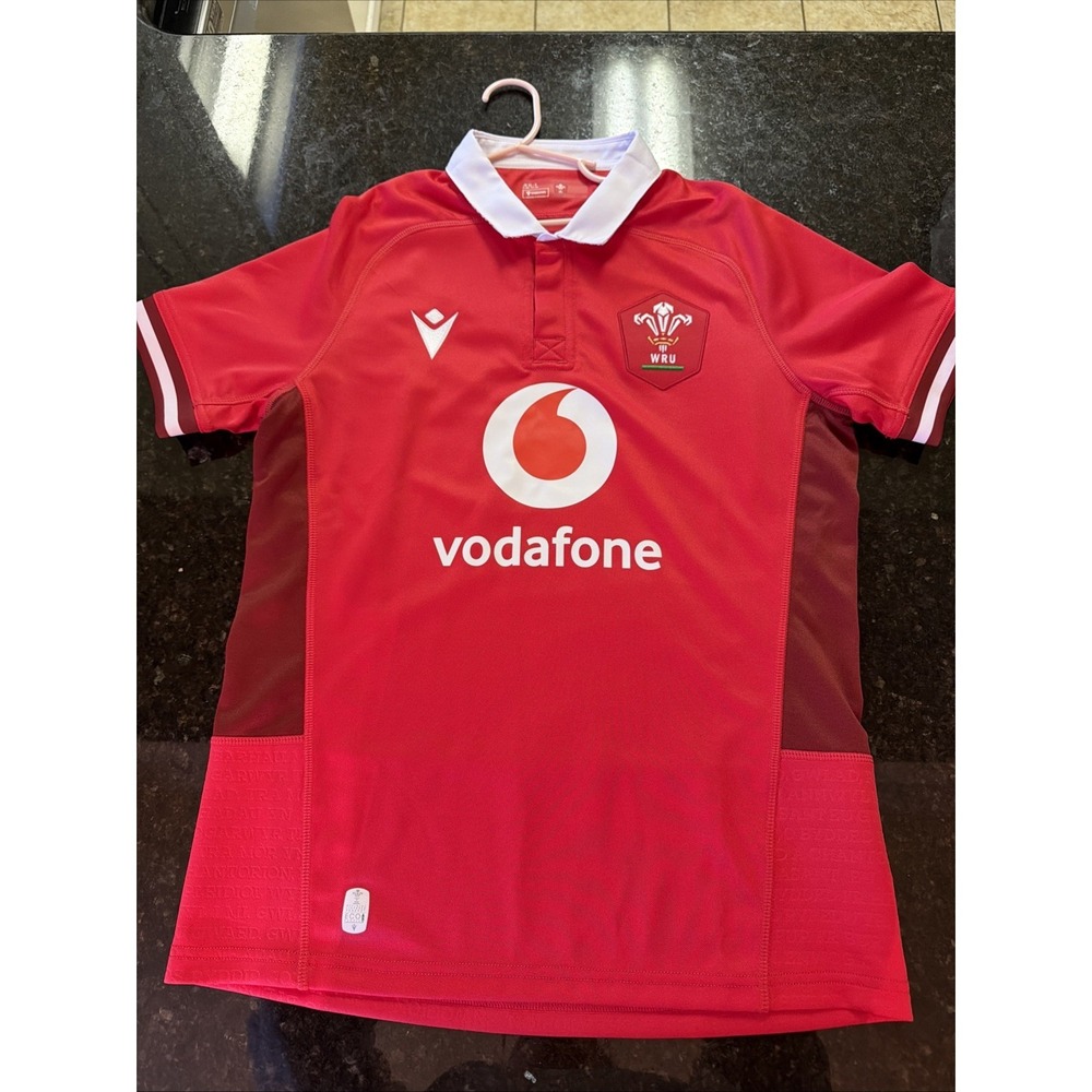 Macron‎ Wales Rugby Union Home Jersey 2023/2024 Vodafone WRU Jr XL-S Red Soccer